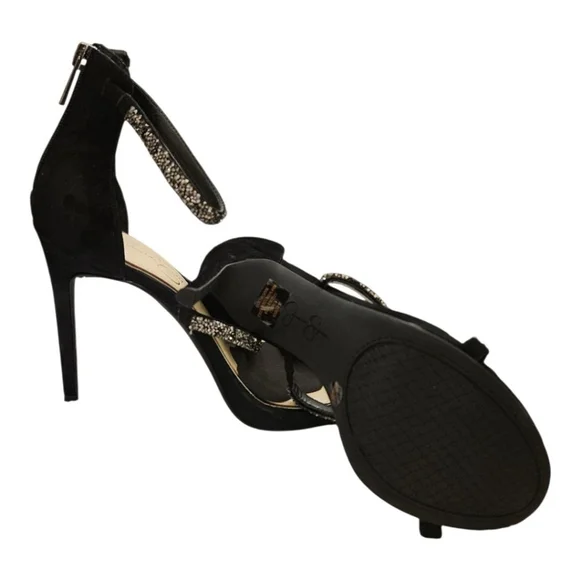 Jessica Simpson Heels Size 8.5 Black Silver Ankle Strap Shoes - Picture 4 of 8